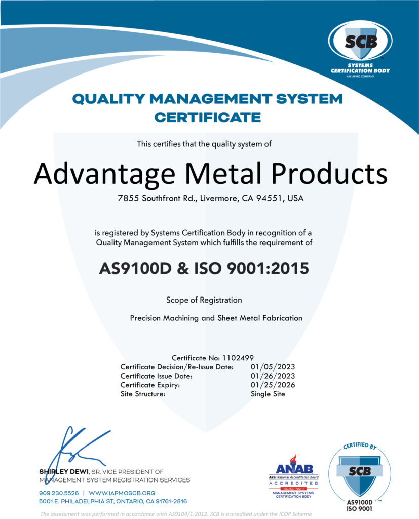 AS9100D and ISO 9100 Certificate